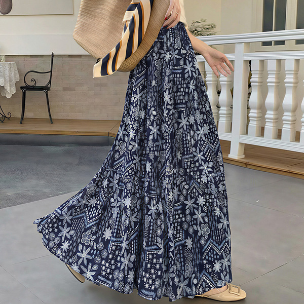 Dancing summer ethnic fitted long skirt