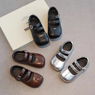 Girls Small Leather Shoes Children's Princess Shoes Black Soft-soled Single-layer Shoes Stylist Women's Treasure Beans Shoes 2025 Spring and Summer New Arrival