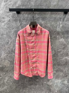 Xiaozhong Autumn and Winter New Women's Wear Old Washed Soft Crossed Plaid Shirt Age-reducing Fashionable Casual All-match
