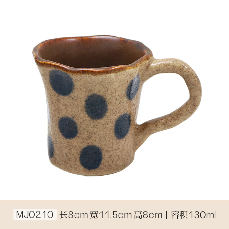 Meijiahui cuadrícula negra y blanca mano cerámica taza de café de alta calidad retro nicho wave point latte taza de menú