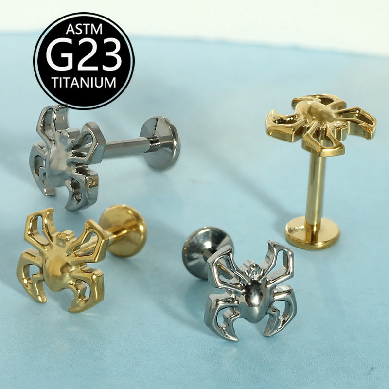 16G labret stud size and finish detail