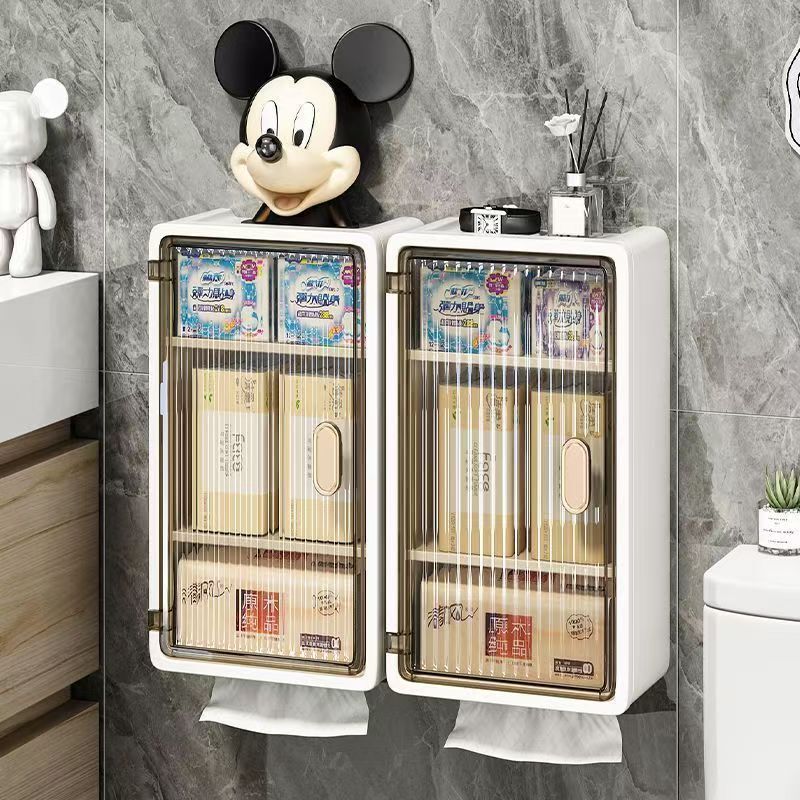 Bathroom Wall-Mounted Storage Box Bathroom Punched Skin Care Products Cosmetics Dust-Proof Paper Towel Bedroom Storage Cabinet Bathroom Wall-Mounted Storage Box Bathroom Punched Skin Care Products Cosmetics Dust-Proof Paper Towel Bedroom Storage Cabinet