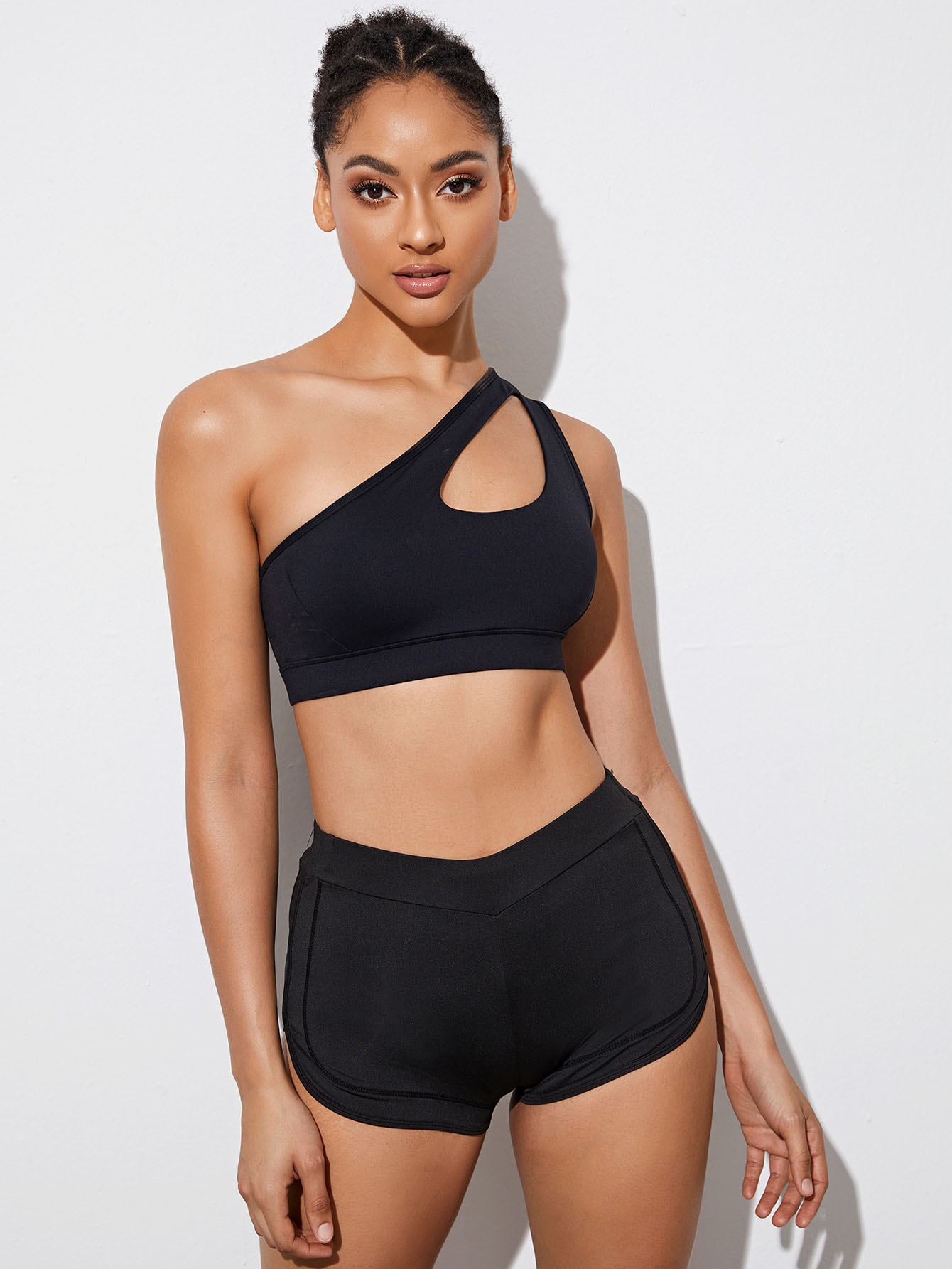 Fitness, Yoga, Sports Occasion Sports Solid Color Nylon Oblique Collar Active Tops Vest