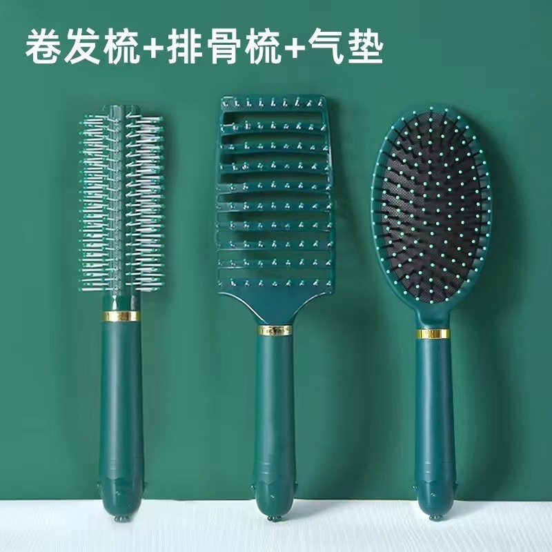 다크그린 3종세트 [갈비빗+에어쿠션빗+컬링빗]