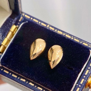 18K Gold Earrings, 3D Stereo Water Drop Small Earrings, Full of Texture, Easy to Match for Daily Use