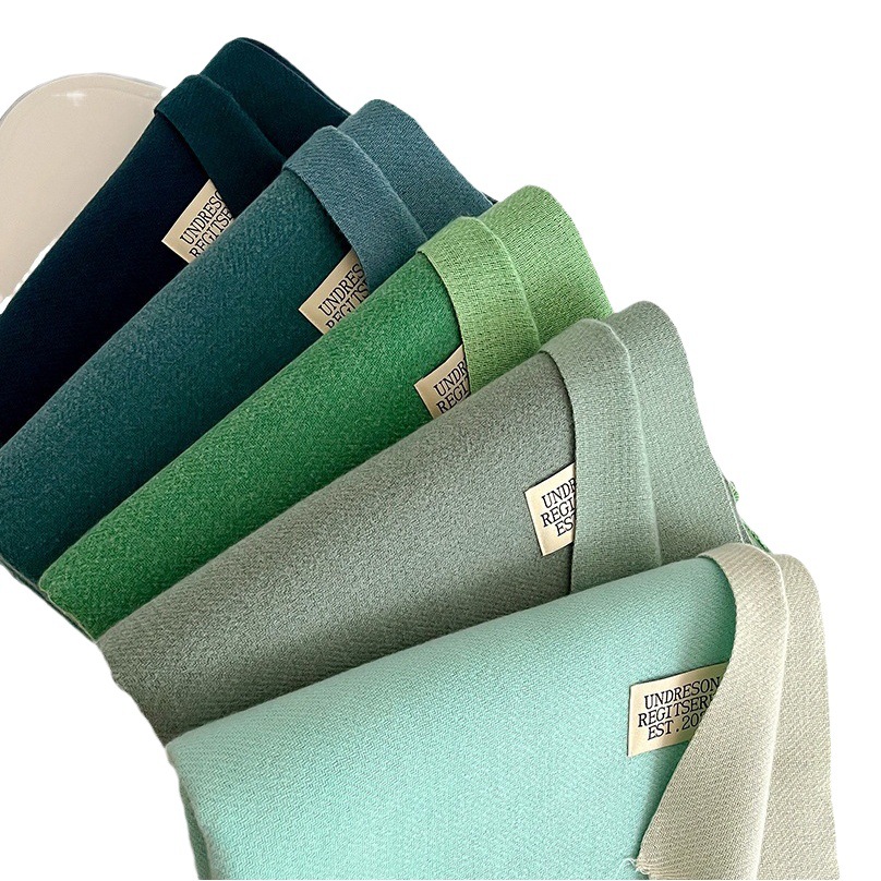 Cross-border Double-sided Cashmere Scarf Women's Winter Warm Couple's High-end Sense Mid-length Scarf Solid Color All-match Shawl