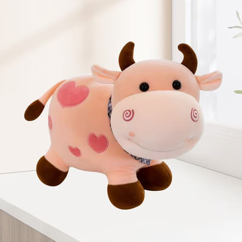 Hermosos juguetes de peluche de vaca muñeca ternera muñeca tela muñeca agarra muñeca dibujos animados ternera regalo para niños