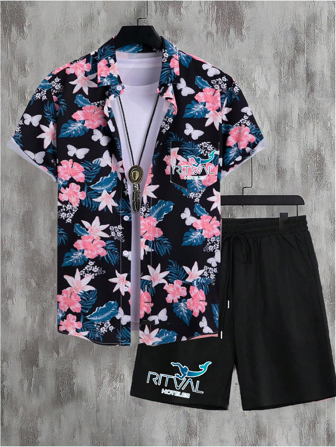 2024 europeo y americano transfronterizo verano AliExpress camisa de hombre casual suelto pantalones cortos de manga corta traje de playa impresión 3D