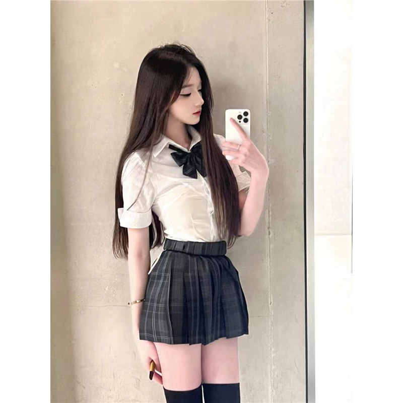 Original Pure Desire Short-sleeved Shirt Women's Slim-fit Top All-match JK Uniform Skirt Retro Elegant suit Original Pure Desire Short-sleeved Shirt Women's Slim-fit Top All-match JK Uniform Skirt Retro Elegant suit