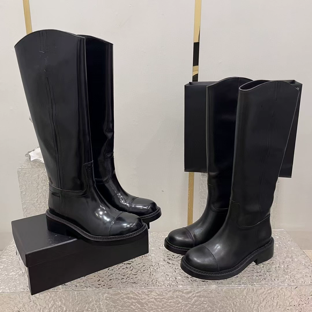 2024 зимний новый маленький ароматный ветер, но колени тонкие ботинки женские дикие модные толстые каблуки сапоги рыцаря внешней торговли