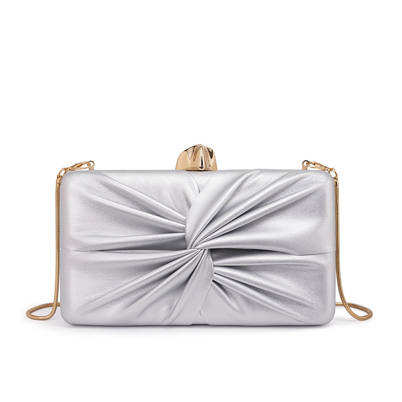 Bolsa de cena de moda transfronteriza de damas otoño y invierno nuevo pliegue pu bolso de mano de hombro de partido de lujo ligero bolso de noche