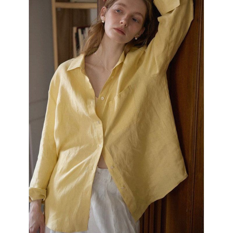 2026Ss High-End Japanese Sand-Washed Pure Linen Long-Sleeve Shirt with Embroidery Design, Niche Style, Loose Fit for Commuting 2026Ss High-End Japanese Sand-Washed Pure Linen Long-Sleeve Shirt with Embroidery Design, Niche Style, Loose Fit for Commuting