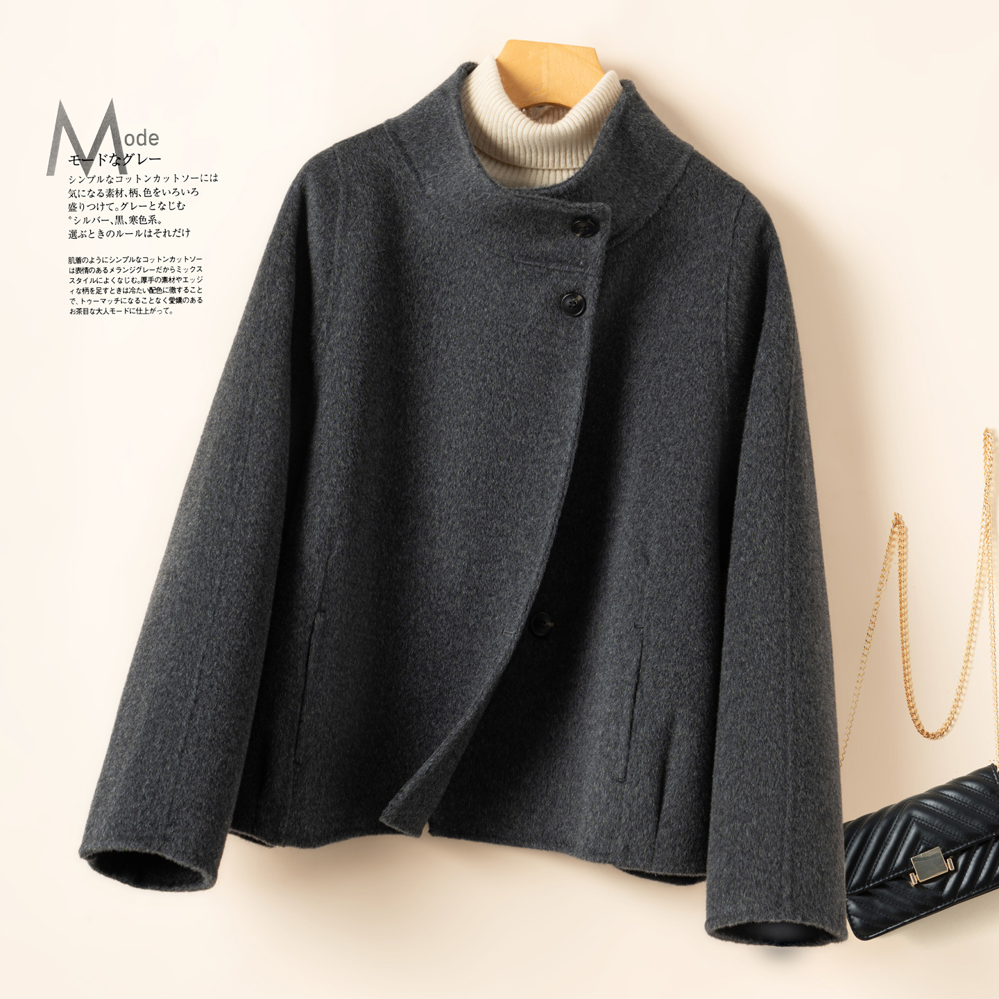 2025 New Autumn and Winter Stand-Up Collar Double-Sided Cashmere Outwear Women's Short Korean Style Loose Woolen Outwear Elegant