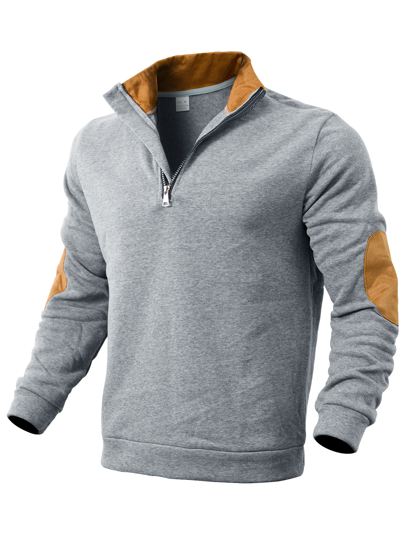 Embroidered Men's Hoodies With Stand Collar And Colour-block Style_voghion.com