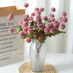 新款仿真秋色5頭蒲公英小蔥球球菊 婚禮客廳裝飾迷你乒乓娟仿真花