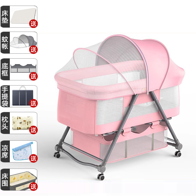 Cuna portátil plegable Cuna Cama con rodillo móvil cama de bebé BB dormir recién nacido cama de empalme