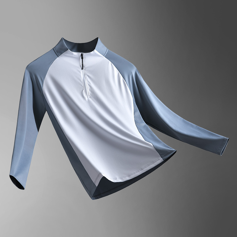 Camiseta de carrera para hombres entrenamiento deportivo pista y campo semi-cremallera rápida ropa de secado ropa de fitness suelta camisa de manga larga