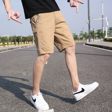 出口亚马逊 纯色贴布休闲短裤男 2021夏季新款韩版青年直筒五分裤