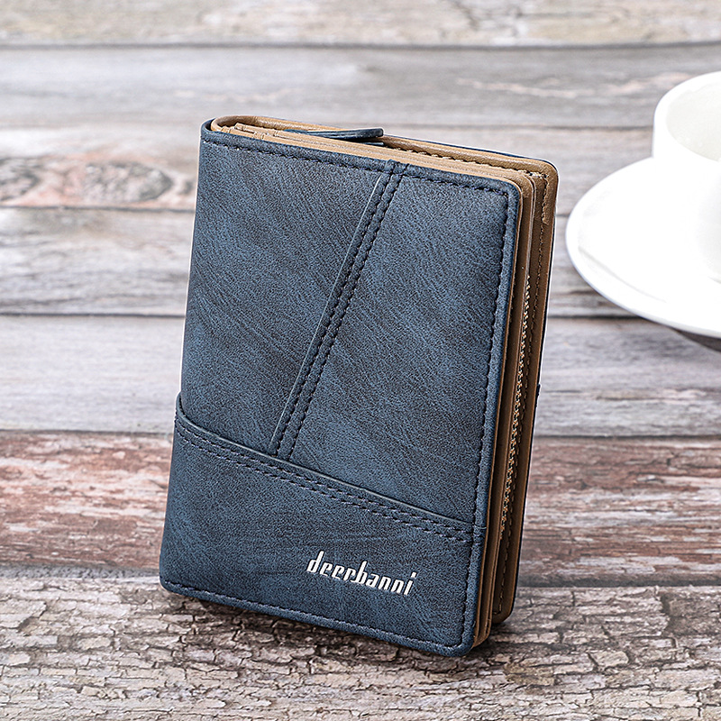 Transfronterizo de Europa y América multi-funcional bolso de los hombres de la vendimia de la cadena suave billetera de costura corta de dos veces al por mayor de los hombres