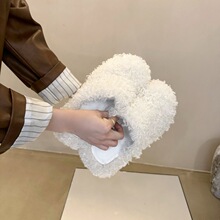 2025冬毛毛半拖鞋女秋冬圆头加绒平底懒人穆勒保暖棉鞋