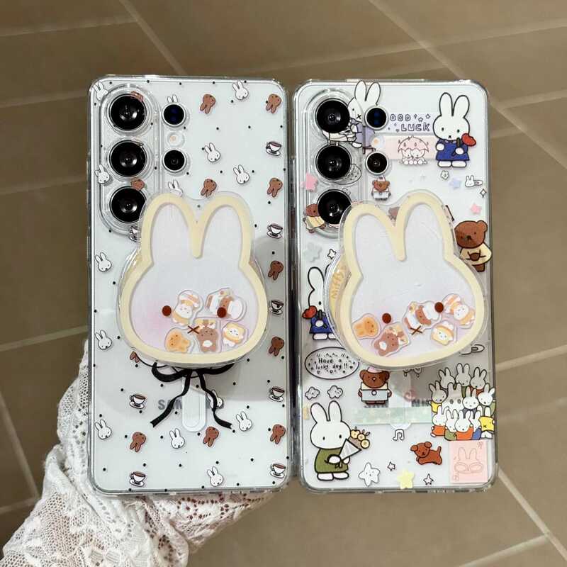Cute Cartoon Mifffy Miffy Rabbit Suitable for S26Ultra Mobile Phone Case Transparent Magnetic Suction S25Plus Korean Style S24