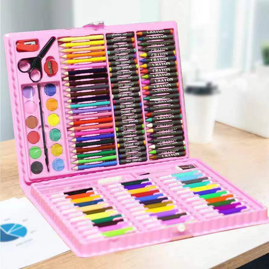 145 caja de aluminio de doble capa, bolígrafo de acuarela, juego para niños, herramienta de dibujo, caja de regalo de pintura, pintura de arte, juego completo de lujo