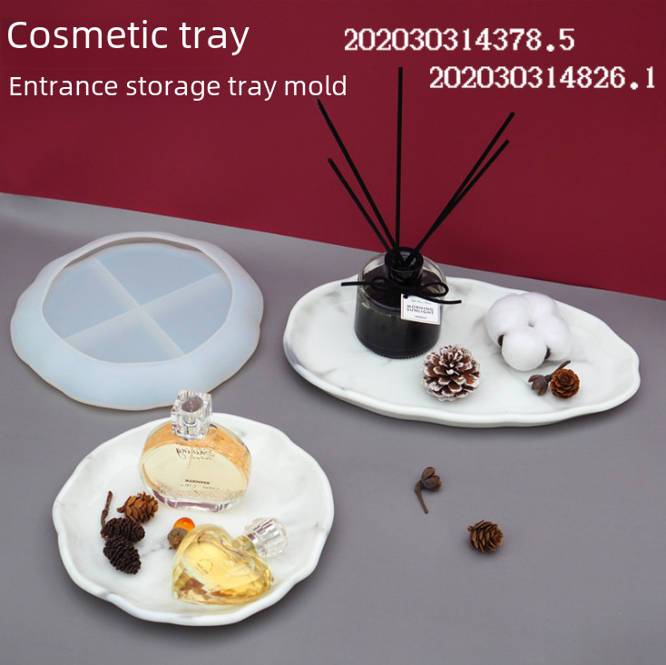 Cosmetics tray entryway display non-standard elliptical round resin silicone mirror mold