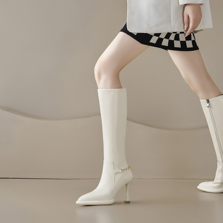 Comfortable cowhide boots knee-high women's boots 2023 autumn and winter new women's boots thin high heels Knight boots high boots