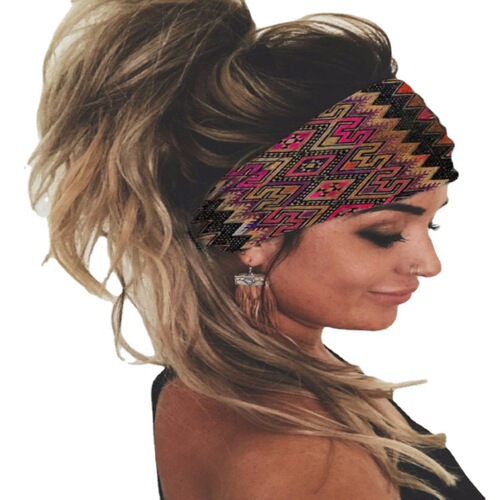 Cross-border headscarf fashionable paisley retro wide-brimmed printed headband European and American ethnic palace ladies sports headband