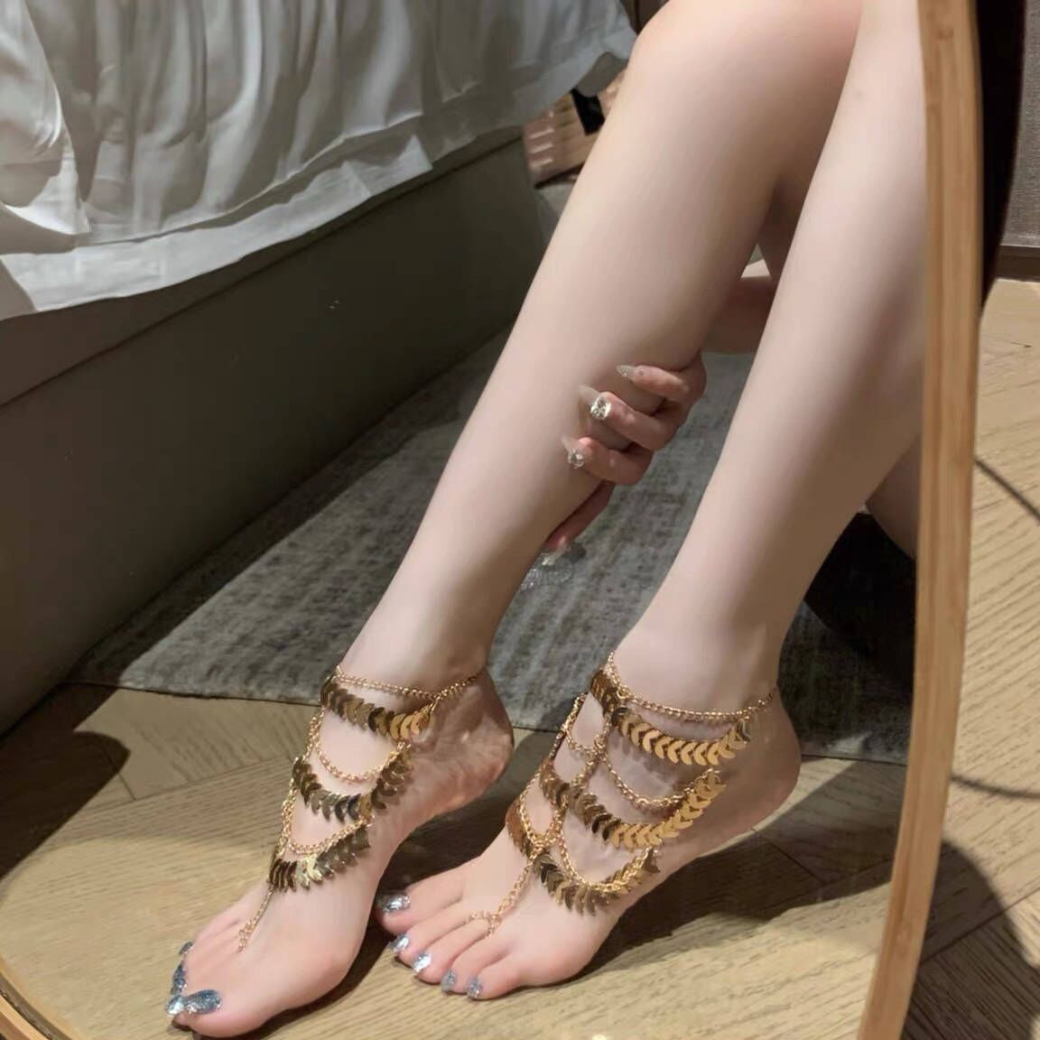 复古西域多层流苏脚链女生异域风情时尚敦煌cos宫廷风仙女足饰ins-阿里巴巴