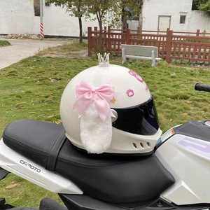 Pink Bow White Cinnamoroll Helmet Accessory Motorcycle Electric Universal