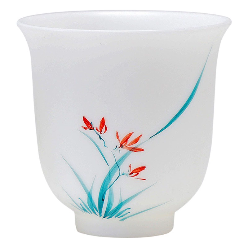 Ручная роспись чайной чашки овечий жир нефрита жареная чашка кунг-фу чайная чашка индивидуальная чашка керамическая чашка маленькая чайная чашка