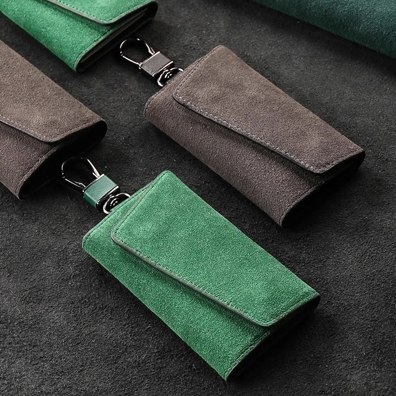 Large-Capacity Imitation Suede Simple Zipper Key Bag Men's Waist Hanging Multi-Functional Household Bag Women's Key Bag Universal