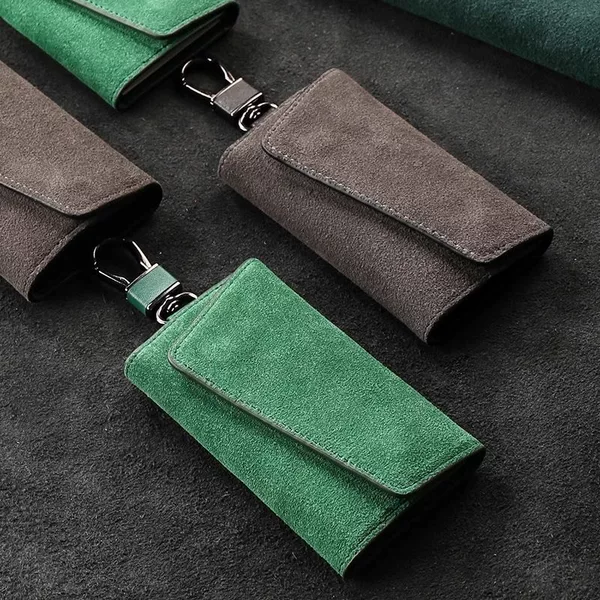 Large-Capacity Imitation Suede Simple Zipper Key Bag Men's Waist Hanging Multi-Functional Household Bag Women's Key Bag Universal
