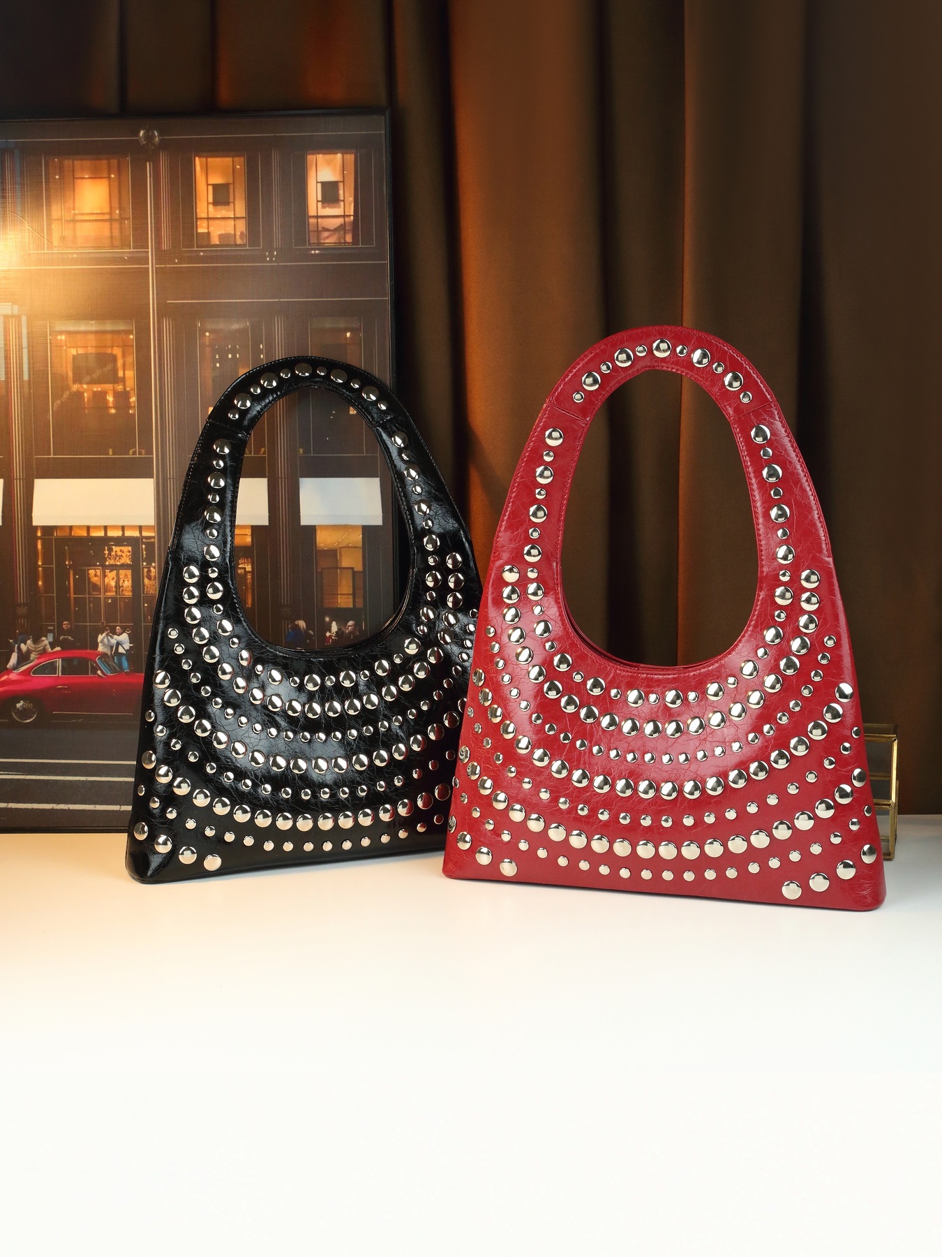 Borsa a mano con borchie da donna borsa a spalla stile punk cool_voghion.com