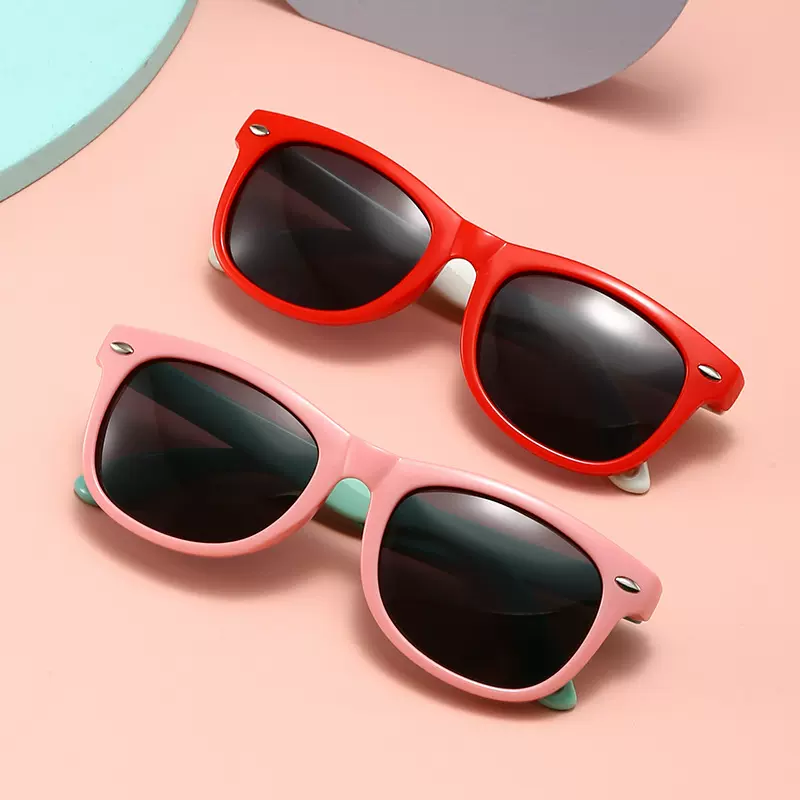 跨境新款儿童硅胶腿太阳镜男女童方框时尚偏光镜户外遮阳宝宝墨镜