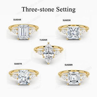 Light Luxury Premium Sense S925 Sterling Silver Set Moissanite Ring 1 karat Pillow Shape Olive Gold Ring with GRA Certificate