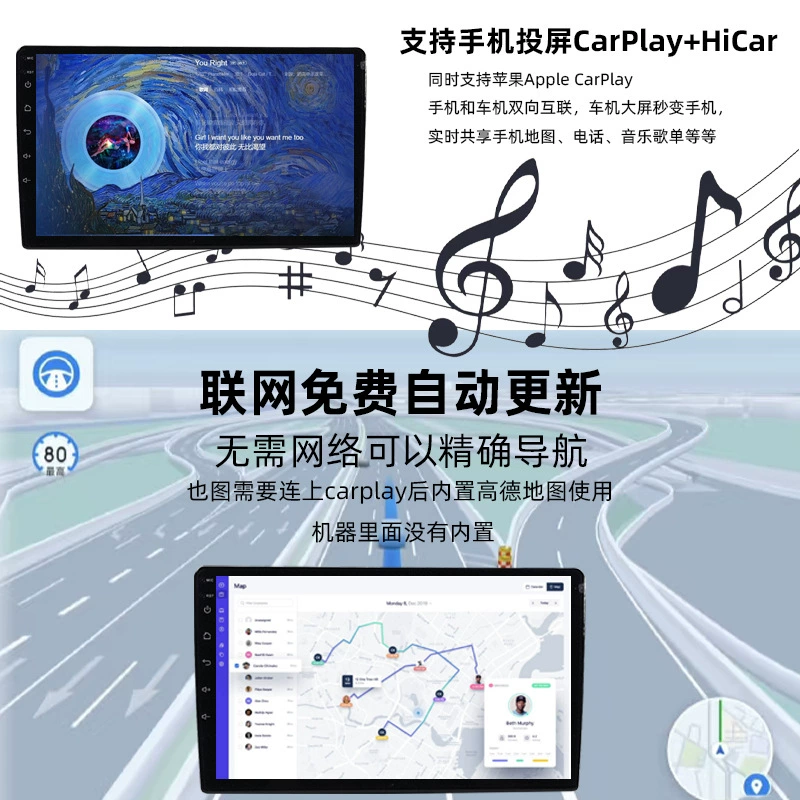 Беспроводной CarPlay автомобильный навигатор на Linux-системе, центральный экран навигации автомобиля, автомобильная машина разных устройств