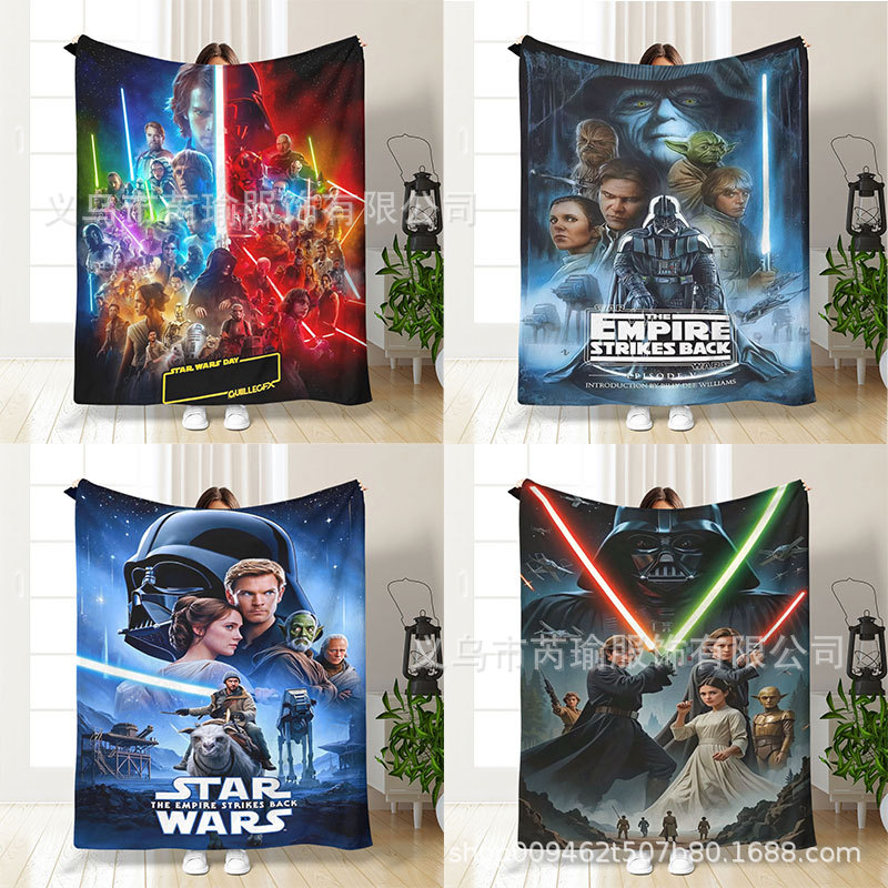 亚马逊跨境热销毛毯午睡毯子保暖星球大战图案法兰绒毛毯空调毯