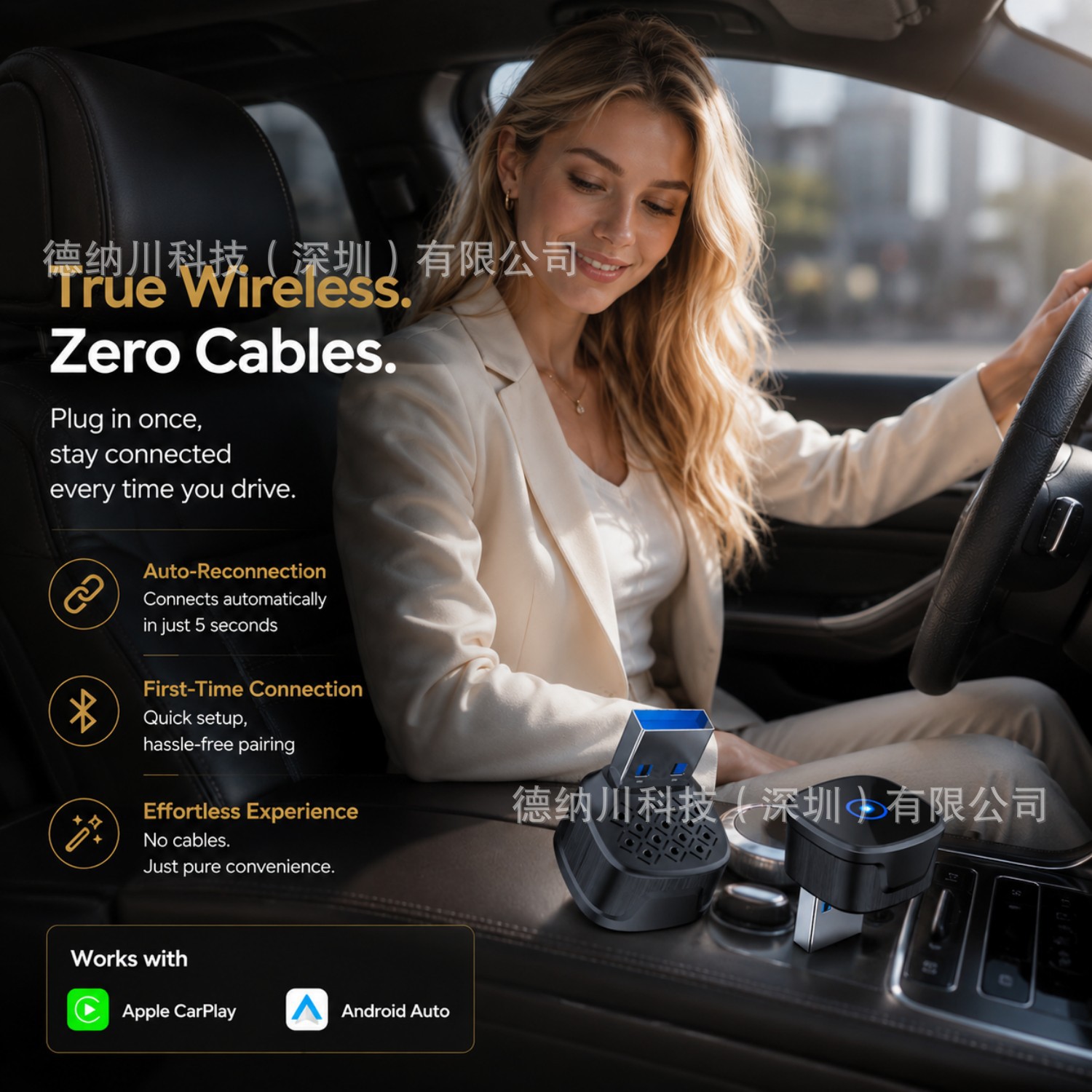 Cross-border wireless CarPlay box 2-in-1 wired to wireless Apple CarPlay Android Auto