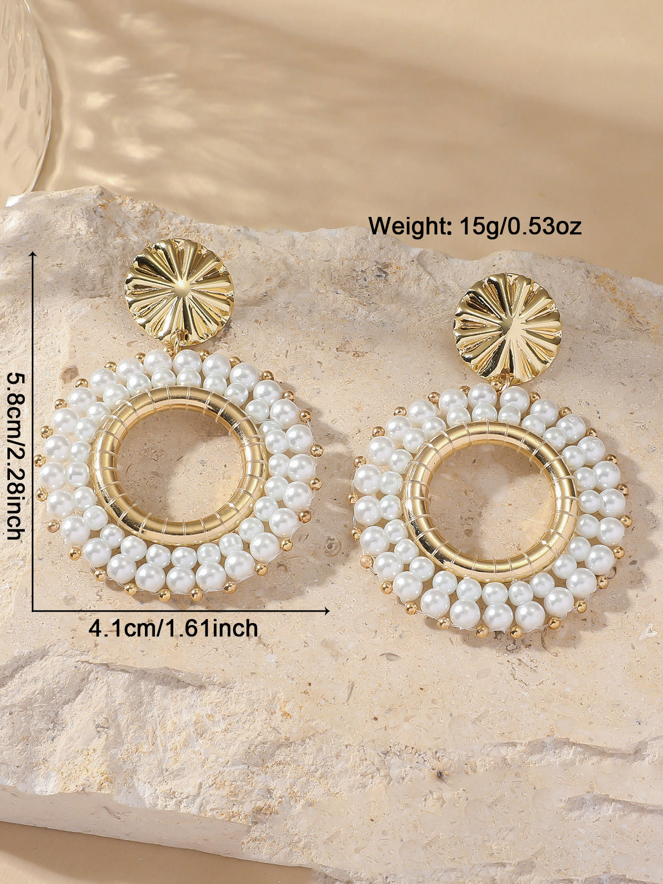1 Pair Modern Style Round Beaded Imitation Pearl Drop Earrings display picture 2