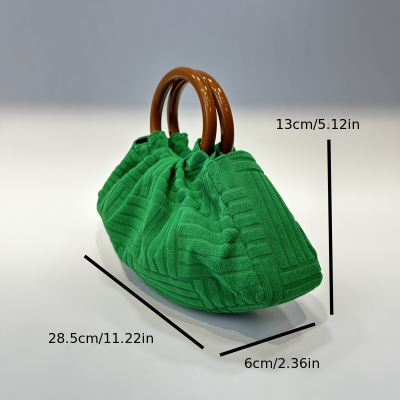 Corduroy Material Solid Color Pattern All Seasons Season Women's Gender Green Corduroy Solid Color Cloud Shape Evening Bags