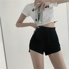 ブラックホットガールスーパーショーツレディースハイウエストスリムカジュアルパンツ夏デザインスリムフィットヒップカバーホットパンツショートパンツトレンディ