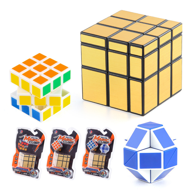 Puzzle espejo de oro y plata de forma alienígena cubo rubico suave de segundo y tercer orden cubo rubico regla mágica variante pequeño juego de juguetes de cubo rubico