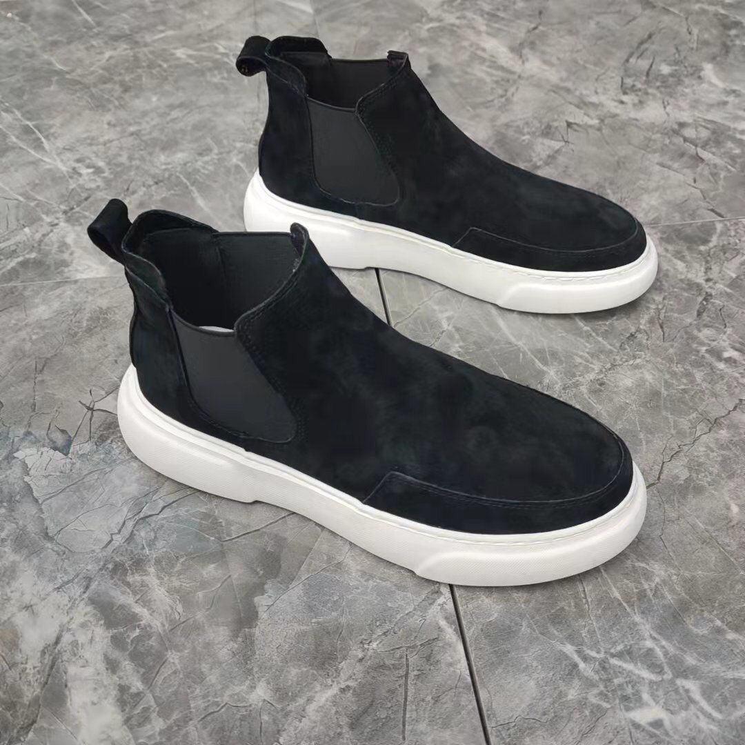 Drop shipping high-top shoes for men, trendy shoes, thick-soled casual sneakers, versatile slip-on shoes for young men_voghion.com
