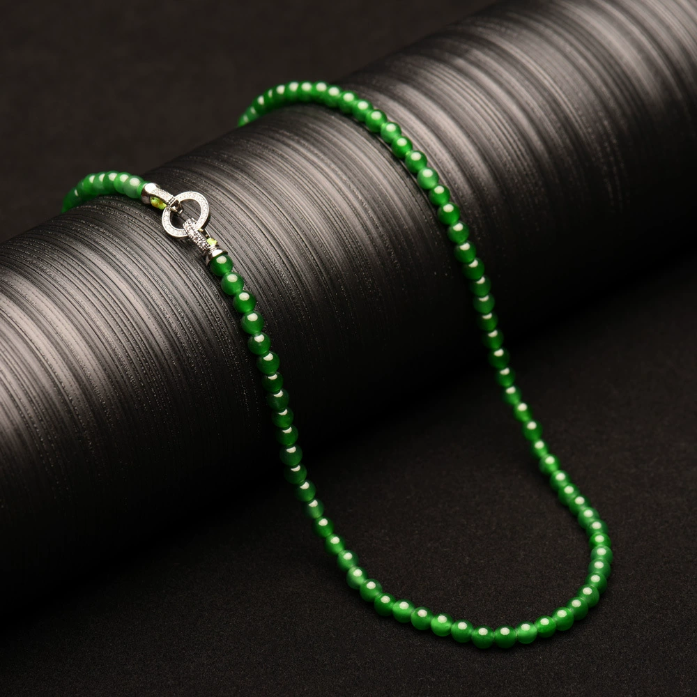 Ожерелье из бусин из зеленого нефрита типа льда, доступная роскошь, высококачественные бусины из натурального нефрита класса А в китайском стиле ретро