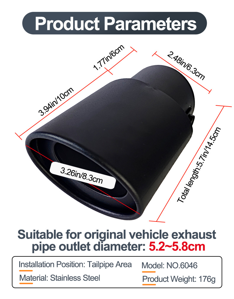 Suitable for Original Car Tail Pipe 5.2-5.8cm Diameter Fengfan New Sunshine Rena Car Exhaust Pipe Frosted Tail Pipe