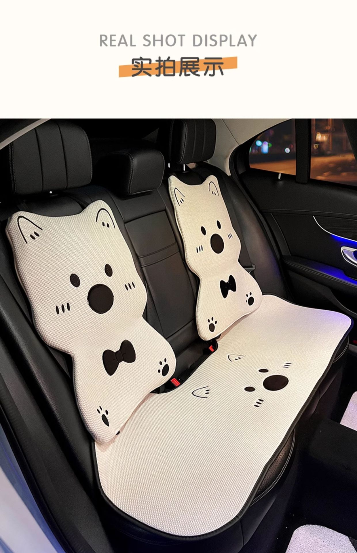 Car Seat Cushion for All Seasons, Cartoon West Highland Car Cushion, Skin-Friendly Car Interior Seat Cover for All Seasons, Cute for Girls