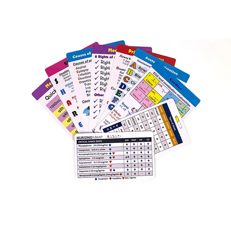 工厂直销PVC塑料护士卡护理说明卡PVC胶卡口袋卡临床参考卡订做