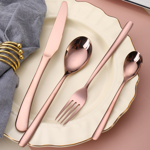 410 stainless steel French moonlight tableware thin handle spoon bright hotel restaurant steak knife fork spoon tea spoon